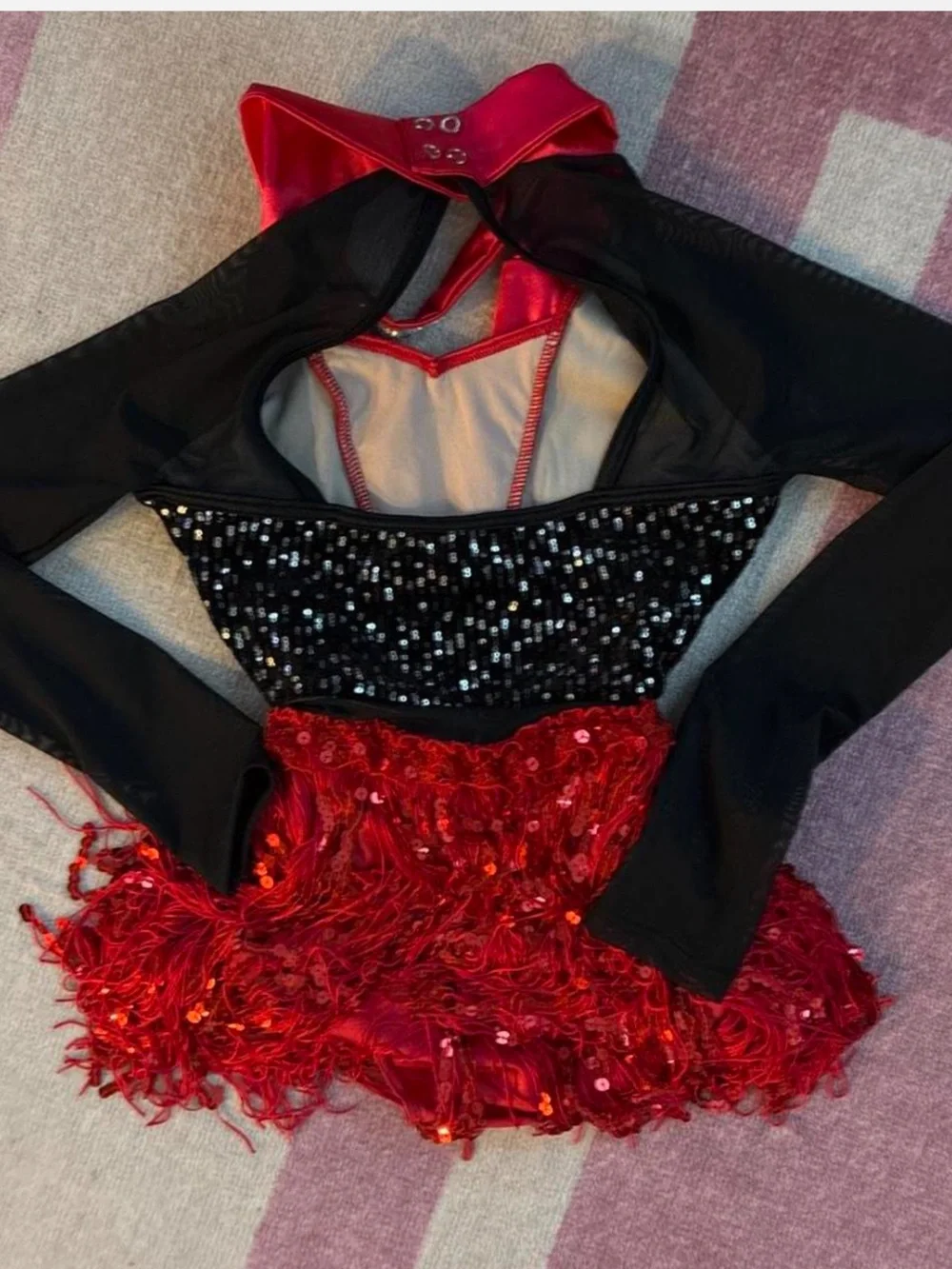 Weissman Red and Black Sequin Dance Costume for Kids